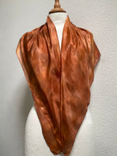 Load image into Gallery viewer, Hand Dyed Square Silk Scarf in Shades of Copper, Brown
