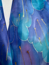 Load image into Gallery viewer, Leaves Design X Long Silk Scarf in Blues & Purple : Hand Painted Silk