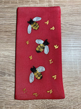 Load image into Gallery viewer, Bees Design Glasses Case in various colours Hand Painted Silk