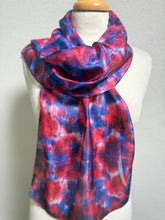 Load image into Gallery viewer, Hand Dyed Silk Neck Scarf in Scarlet, Marine Blue, White by Designer Silk Artist