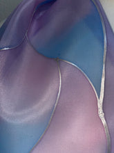 Load image into Gallery viewer, Flames Design Hand Painted Silk Neck Scarf in Lilac, Blue, Pink