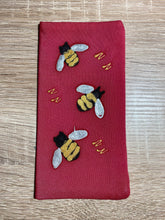 Load image into Gallery viewer, Bees Design Glasses Case in various colours Hand Painted Silk