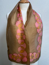 Load image into Gallery viewer, Bubbles Hand Painted Silk Neck Scarf in Brown Red Copper