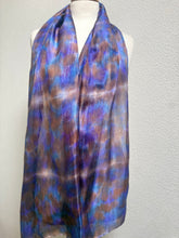Load image into Gallery viewer, Hand Dyed Long Silk in Brown Purple Blue by Designer Silk Artist