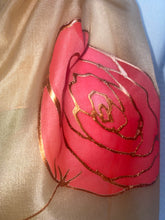 Load image into Gallery viewer, Roses Design X Long Silk Scarf in Camel & Red : Hand Painted Silk