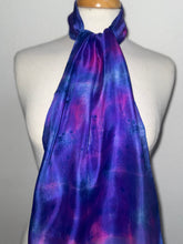 Load image into Gallery viewer, Hand Dyed Silk Neck Scarf in Royal Blue Navy Cerise by Designer Silk Artist