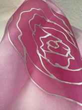 Load image into Gallery viewer, Roses Design X Long Silk Scarf in Pink & Silver : Hand Painted Silk