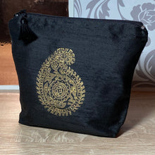 Load image into Gallery viewer, Paisley Design Cosmetics Purse : Hand Printed Silk