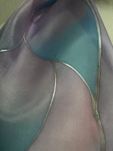 Load image into Gallery viewer, Flames Design Hand Painted Silk Neck Scarf in Lilac, Blue, Pink