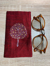 Load image into Gallery viewer, Tree of Life Design Glasses Case in various colours Hand Printed Silk
