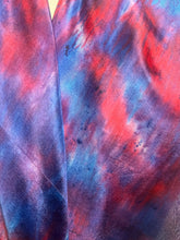 Load image into Gallery viewer, Hand Dyed Square Silk Scarf in Blues Dark Red