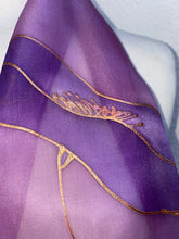 Load image into Gallery viewer, Poppies Design Hand Painted Silk Neck Scarf in Purple, Pink