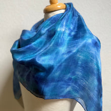 Load image into Gallery viewer, Hand Dyed Square Silk Scarf in Blue Cobalt Azure Ultramarine