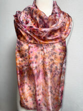 Load image into Gallery viewer, Hand Dyed Long Silk Scarf in Pink Grey Blush Orange