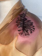 Load image into Gallery viewer, Poppies Design X Long Silk Scarf in Copper & Camel : Hand Painted Silk