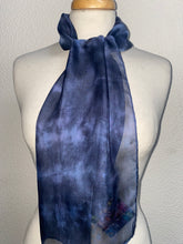 Load image into Gallery viewer, Hand Dyed Silk Neck Scarf in Charcoal Grey Light Blue Grey