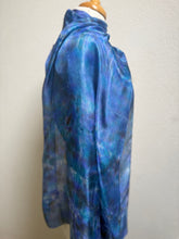 Load image into Gallery viewer, Hand Dyed Long Silk Scarf in Blue Purple Turquoise Grey by Designer Silk Artist