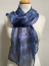 Load image into Gallery viewer, Hand Dyed Silk Neck Scarf in Charcoal Grey Light Blue Grey