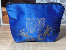 Load image into Gallery viewer, Butterfly and Gekkos Design Cosmetics Purse : Hand Printed Silk