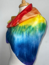 Load image into Gallery viewer, Hand Dyed Square Silk Scarf in Multicolour Rainbow