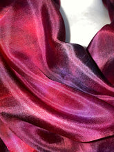 Load image into Gallery viewer, Hand Dyed Square Silk Scarf in Berry Shades, Red, Purple