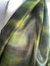 Load image into Gallery viewer, Hand Dyed Silk Neck Scarf in Forest Green Apple Lime
