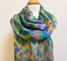 Load image into Gallery viewer, Hand Dyed Long Silk in Cottage Garden Colours by Designer Silk Artist