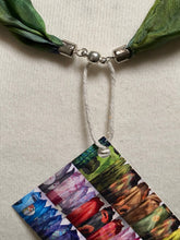 Load image into Gallery viewer, Silk Necklace in Spring Green and Turquoise : Hand Dyed by Designer Silk