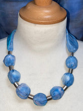 Load image into Gallery viewer, Silk Necklace in Light Blues : Hand Dyed by Designer Silk