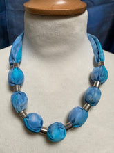 Load image into Gallery viewer, Silk Necklace in Light Blues : Hand Dyed by Designer Silk