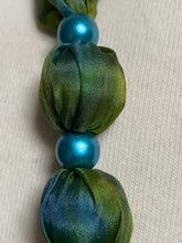 Load image into Gallery viewer, Silk Necklace in Spring Green and Turquoise : Hand Dyed by Designer Silk