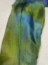 Load image into Gallery viewer, Silk Necklace in Spring Green and Turquoise : Hand Dyed by Designer Silk