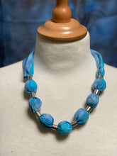 Load image into Gallery viewer, Silk Necklace in Light Blues : Hand Dyed by Designer Silk