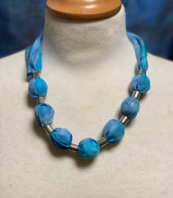 Load image into Gallery viewer, Silk Necklace in Light Blues : Hand Dyed by Designer Silk