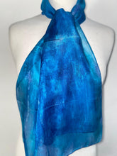 Load image into Gallery viewer, Hand Dyed Silk Neck Scarf in Mediterranean Blue Navy