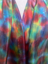 Load image into Gallery viewer, Hand Dyed Long Silk Scarf in Green Red and Blue