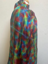 Load image into Gallery viewer, Hand Dyed Long Silk Scarf in Green Red and Blue