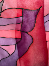 Load image into Gallery viewer, Butterflies Design X Long Silk Scarf in Burgundy : Hand Painted Silk