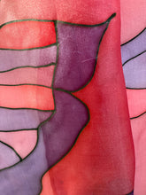 Load image into Gallery viewer, Butterflies Design X Long Silk Scarf in Burgundy : Hand Painted Silk