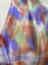 Load image into Gallery viewer, Hand Dyed Silk Neck Scarf in Purples Tan Green by Designer Silk Artist