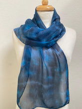 Load image into Gallery viewer, Hand Dyed Silk Neck Scarf in Black Turquoise