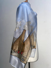 Load image into Gallery viewer, Potteries Design X Long Silk Scarf Blue Sky : Hand Painted Silk