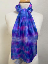 Load image into Gallery viewer, Hand Dyed Silk Neck Scarf in Blue Pink Light Blue by Designer Silk Artist