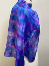 Load image into Gallery viewer, Hand Dyed Silk Neck Scarf in Blue Pink Light Blue by Designer Silk Artist