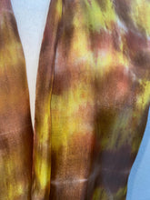 Load image into Gallery viewer, Hand Dyed Long Silk Scarf in Tan Brown Golden Yellow