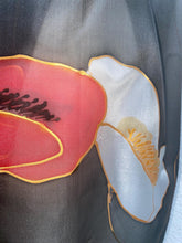 Load image into Gallery viewer, Poppies Design X Long Silk Scarf Red White and Black : Hand Painted Silk