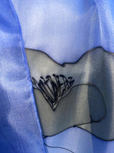 Load image into Gallery viewer, Poppy Noir Design X Long Silk Scarf Cornflower Blue and Black : Hand Painted Silk