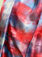 Load image into Gallery viewer, Hand Dyed Long Silk Scarf in Shades of Red Blue