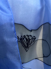 Load image into Gallery viewer, Poppy Noir Design X Long Silk Scarf Cornflower Blue and Black : Hand Painted Silk