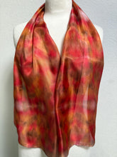 Load image into Gallery viewer, Hand Dyed Silk Neck Scarf in Tan Red Brown by Designer Silk Artist